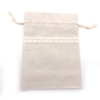 Bolsita Tela Natural Con Encaje/cod. 201-1476-nae
