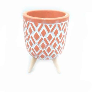 Maceta Cemento Rayas 7.7X11.1Cm Terracota Con Patas /Cod. 305-104051N-20