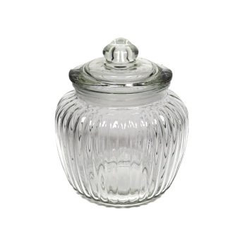 Base Vidrio Rayas C/Tapa Mediana /Cod. 210-2172