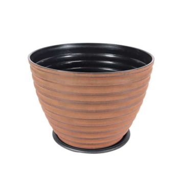 Maceta Redonda Lineas 20x12.5cm Brown/cod. 58-381120b