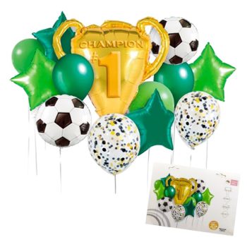 Set Globos Futbol 1pcs Copa 28" - 2pcs 18" -4pcs Estrella 18" - 6 Pcs Globos 12" /cod. 160-220541