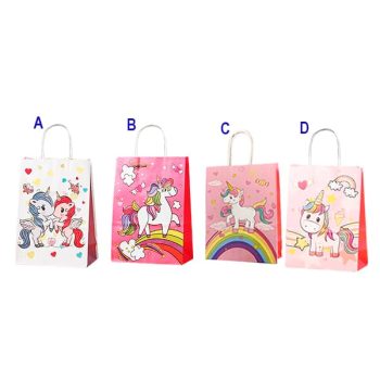 Bolsa Kraft Con Agarradera 21*15*8 Cm Unicornio /cod. 169-2321130-34