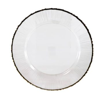 PLATO VIDRIO TRANSPARENTE CON ORILLA GOLD /COD. 210-SX237-70