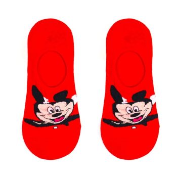Calceta roja Minnie niña con diseño animado para uso diario
