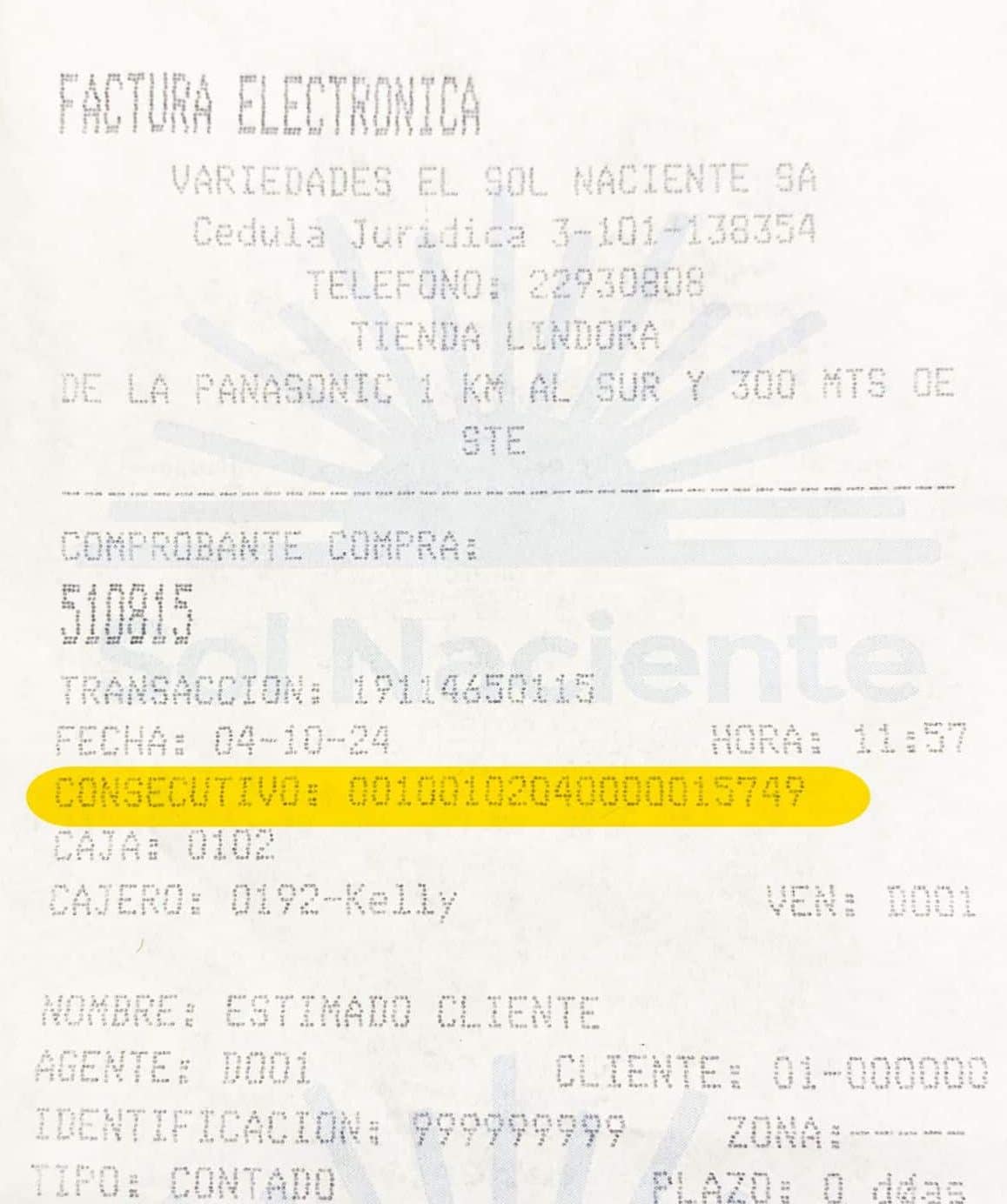 Ejemplo de Factura