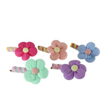 Set Colas De Resorte Con Flor De Tela Flor Colores Mixtos /Cod. 228-Jc-2403069