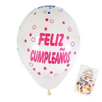 Paquete 12 Bombas White Puntos Mix Color 12" /Cod. 160-Bp1212Mix