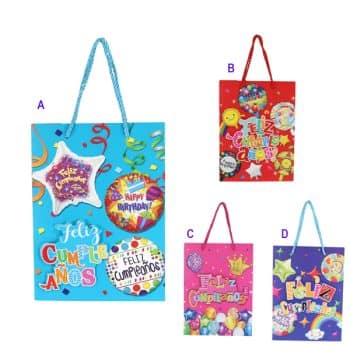 Bolsa De Regalo Feliz Cumpleaños Diseños Mixtos L:31*40*12Cm /COD. 169-RQ-721L