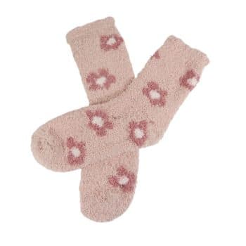 Medias Niña Eu35-40 Rosa Pastel Con Flores /Cod. 251-2405-295-3