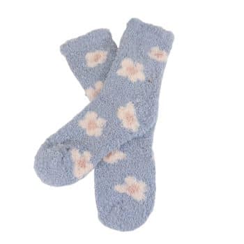 Medias con flores mujer color azul claro talla EU 35-40 Sol Naciente