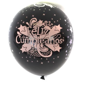 *Paquete 12 Bombas Black Feliz Cumpleaños 12" /COD. 160-BFC1212-66