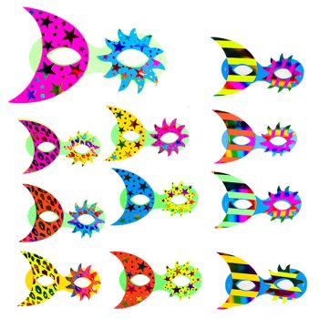 Set 12 Antifaces Carton Lunas Esrellas Mix /COD. 160-W881T