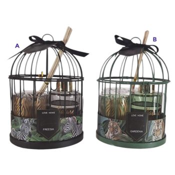 Jaula Metalalica Con Candela De Fragancia Gardenia /COD. 224-AXW001-1