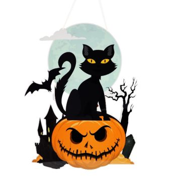 Colgantes De Puerta Halloween Con Gato Y Calabaza /Cod. 160-25Ha3-5