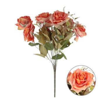 Ramo De Rosas Con Follaje Coral /COD. 200-C495-2-35