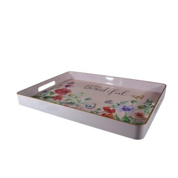 Bandeja Flores Pink L:42.5X30.5Xh4Cm /COD. 743-H24S456L