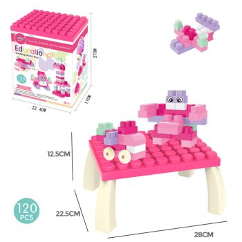 Armable Con Mesa Bloques Pink 120Pcs 28X22,5X12,5Cm /Cod. 782-Mh719016