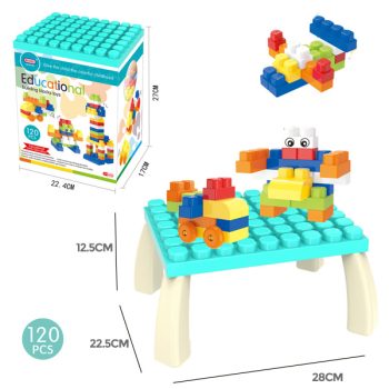 Armable Con Mesa Bloques Blue 120Pcs 28X22,5X12,5Cm /Cod. 782-Mh719017
