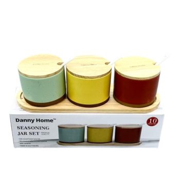 3Pcs Rueda 3 Piezas Latas: 9 * 9 * 7 Cm Base De Madera Porcelana /COD. 799-T04-63
