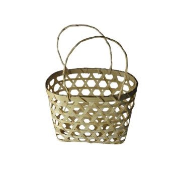 Cesto Decorativo De Fibra Natural Tipo Mimbre Con Doble Asa 22*12*18Cm /Cod. 211-028825-2
