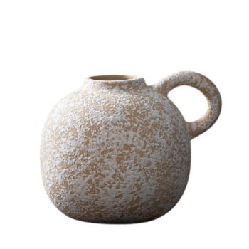 Base De Ceramica Decorativa Con Asa Color Ivory Y Terracota /Cod. 214-Zj03