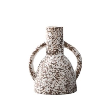 Base De Ceramica Decorativa Con Doble Asa Curva Color Ivory Ybrown /Cod. 214-Zj13