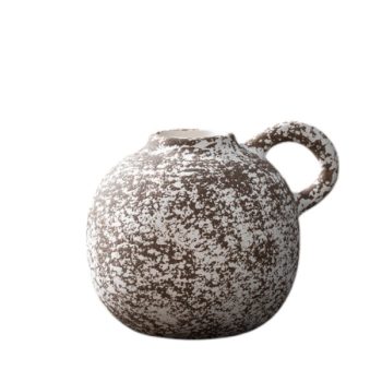 Base De Ceramica Decorativa Con Asa Color Ivory Y Brown /Cod. 214-Zj14