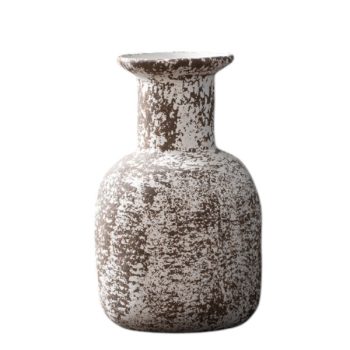 Base De Ceramica Cuerpo Redondeado Cuello Alto Y Boca Ancha Color Brown Y Ivory /Cod. 214-Zj17