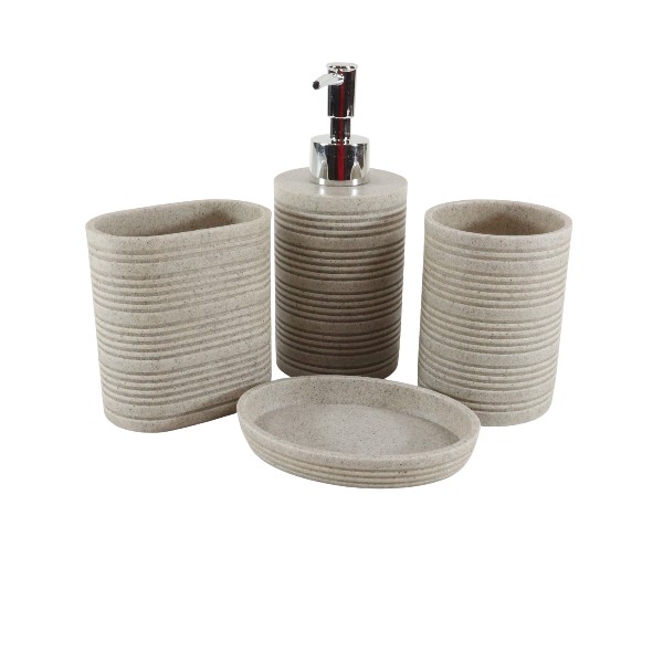 Set De Baño De 4 Piezas Ivory Detalles Silver /Cod. 218-8070-4-02
