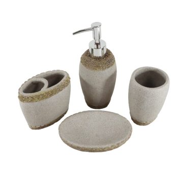 Set De Baño De 4 Piezas Ivory Con Bordes Texturizados /Cod. 218-8070-6-02