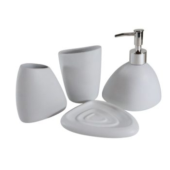 Set De Baño De 4 Piezas White Con Diseño Triangular /Cod. 218-8070-7-68