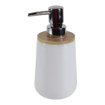 Dispensador De Jabon Color White Con Detalles En Bambu /Cod. 218-Ycl3350-4