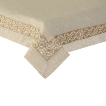 Mantel Cuadrado Natural Con Borde Lentejuelas 120X120Cm /Cod. 286-1158Mc48