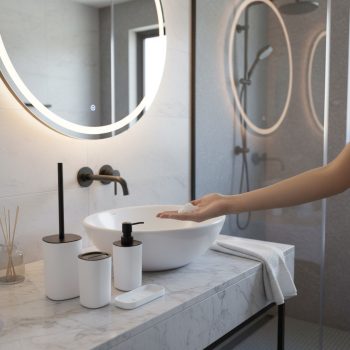 Set De Accesorios De Baño Color White Con Detalles En Black /Cod. 218-Ycl3350-1