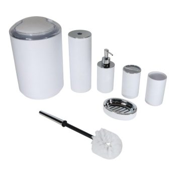Set DE Accesorios DE Baño Color White Con Detalles En Silver /cod. 218-ycl3350-5