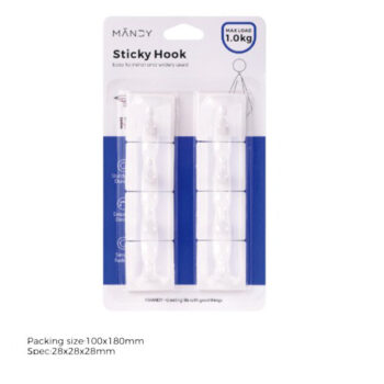 Gancho Adhesivo Plastico White Rectangular Pack 8 Piezas /Cod. 218-M-10904