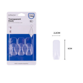Gancho Transparente Plastico Clear Paquete 3 Piezas /Cod. 218-Xy-0311