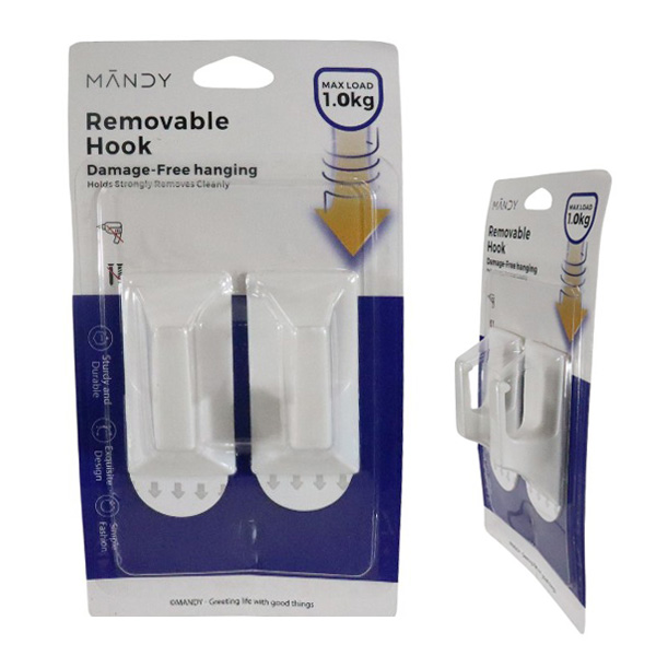 Gancho Adhesivo Plastico White Reutilizable Pack De 2 Piezas /Cod. 218-Xy-0371