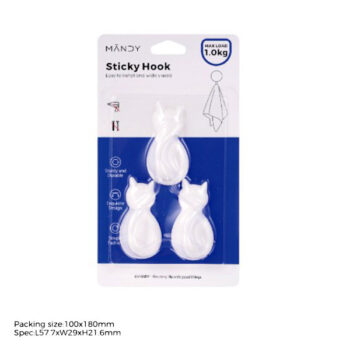 Gancho Gato Plastico White Paquete 3 Piezas /Cod. 218-Xy-0501