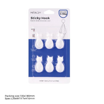 Gancho Gato Plastico White Paquete 6 Piezas /Cod. 218-Xy-0502
