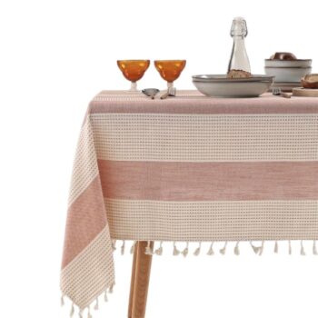 Funda Mesa Con Encaje Borla 1pcs/opp 140*180cm 300gsm 20% Algodón80% Poliéster /cod. 799-tac-059