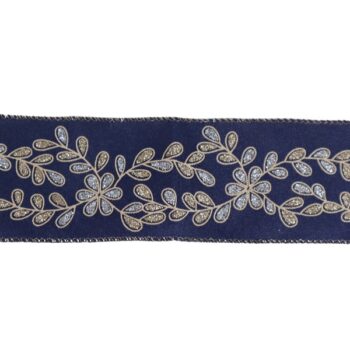 Cinta Tela 6,3cm X 9,14mts Blue Champagne Hojas /cod. 106-hh106-50ch