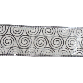 Cinta Tela Nylon White 6,3cm X 9,14mts Ondas Silver /cod. 106-hh300-80