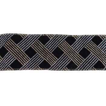 Cinta Tela 6,3cm X 9,14mts Black Rombos Champagne Gold /cod. 106-hh60-66
