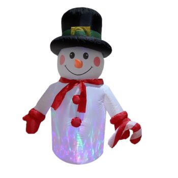 INFLABLE MUÑECO DE NIEVE CON BASTON 1,2 MTS CON LUCES COLORES
