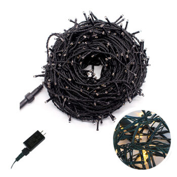 GUIRNALDA 500 LUCES LED EXTERIOR WARM WHITE CON FUNCION CON CONECTOR CABLE VERDE 50M