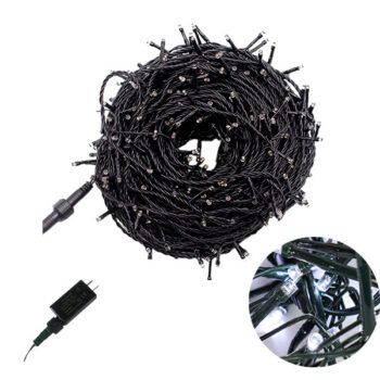 GUIRNALDA 500 LUCES LED EXTERIOR WHITE CON FUNCION CON CONECTOR CABLE VERDE 50M
