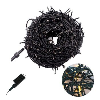 GUIRNALDA 1000 LUCES LED EXTERIOR WARM WHITE CON FUNCION CABLE VERDE 100M