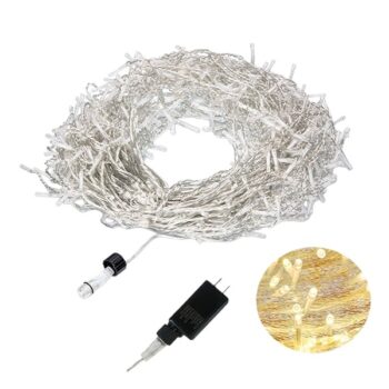 GUIRNALDA 1000 LUCES LED EXTERIOR WARM WHITE CON FUNCION CABLE TRANSPARENTE 100M