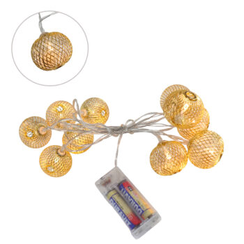 GUIRNALDA LAMPARITA GOLD 10PCS WARM WHITE BATERIA /COD. 123-2421-18
